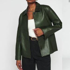 Veda Reformation Mercer leather shirt jacket